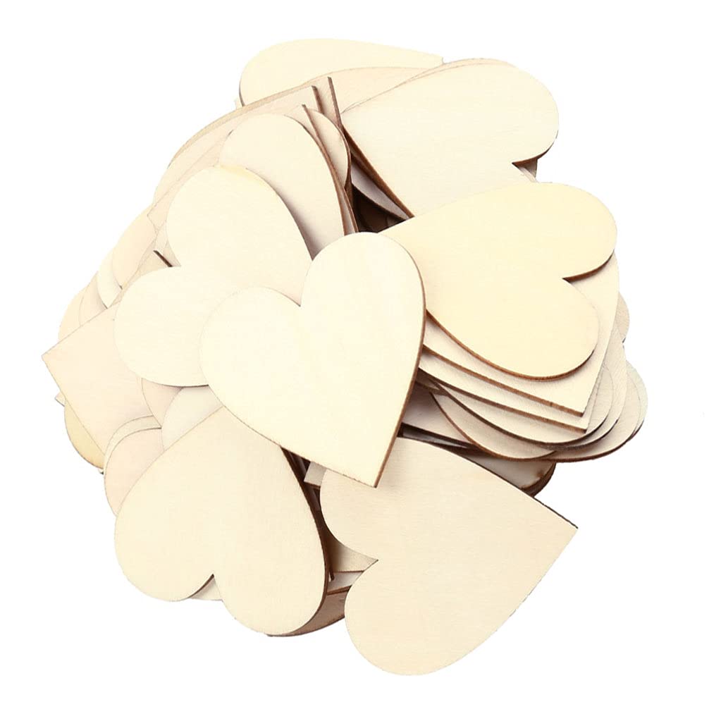 Amazon.co.jp: HEALLILY 50個未完木製心空白の木材スライス