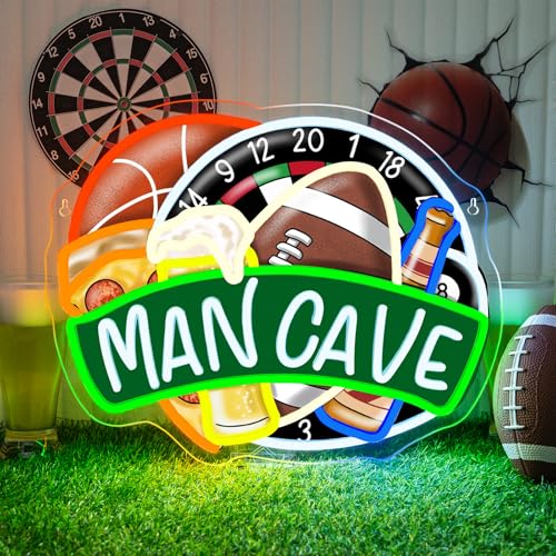 Image of Men Cave LED Neon Sign Beer Dart Ball Light Up for Bar Wall Decoration | 15.7IN*12.5IN,Five level brightness adjustment,USB power,For Bar,Club,Pub,Men Cave,Party,Living room,Bedroom,Home,Garage