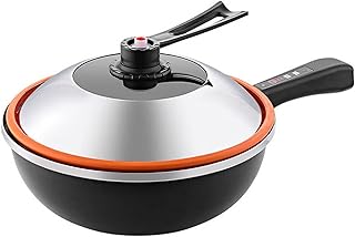 Wok Noir À Micro-Pression, Poêle Wok Antiadhésive Sans Fumée, Poêle Électrique Avec Couvercle, Multicuiseur Portable,A