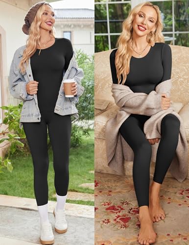 Ekouaer Womens Thermal Underwear Sets Long Johns Long Sleeve Base Layer Pajama Top and Leggings Set Cold Weather S-XXL4