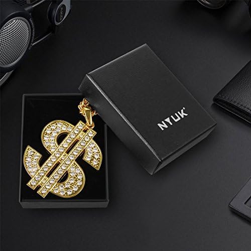 NYUK Mens Gold Chain Dollar Pendant Hip 