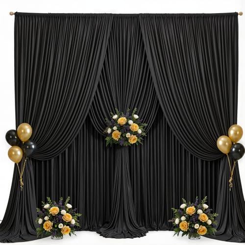 30x12ft Black Backdrop Curtains for Parties Wrinkle Free Fabric Backdrop Curtain Wedding Photo Drapes Backdrop for Birthday Party Baby Shower Bridal Shower Photography Stage Back Drop 6 Panels 5x12FT by Suppromo - Used condition - US$24.68