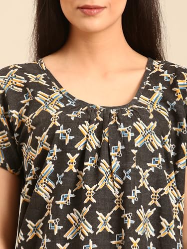Image of Rupa Jon Aishwarya Women Full Length Printed Nighty in Premium Cotton Blend Fabric, Night Dress, Maxi Nighty for Comfortable Everyday Wear, Free Size