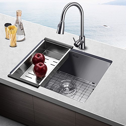 23 Inch Commercial Undermount Single Bowl Stainless Steel Kitchen Sink Outer Lip Thickness 11 Gauge Basin Thickness 18 Gauge