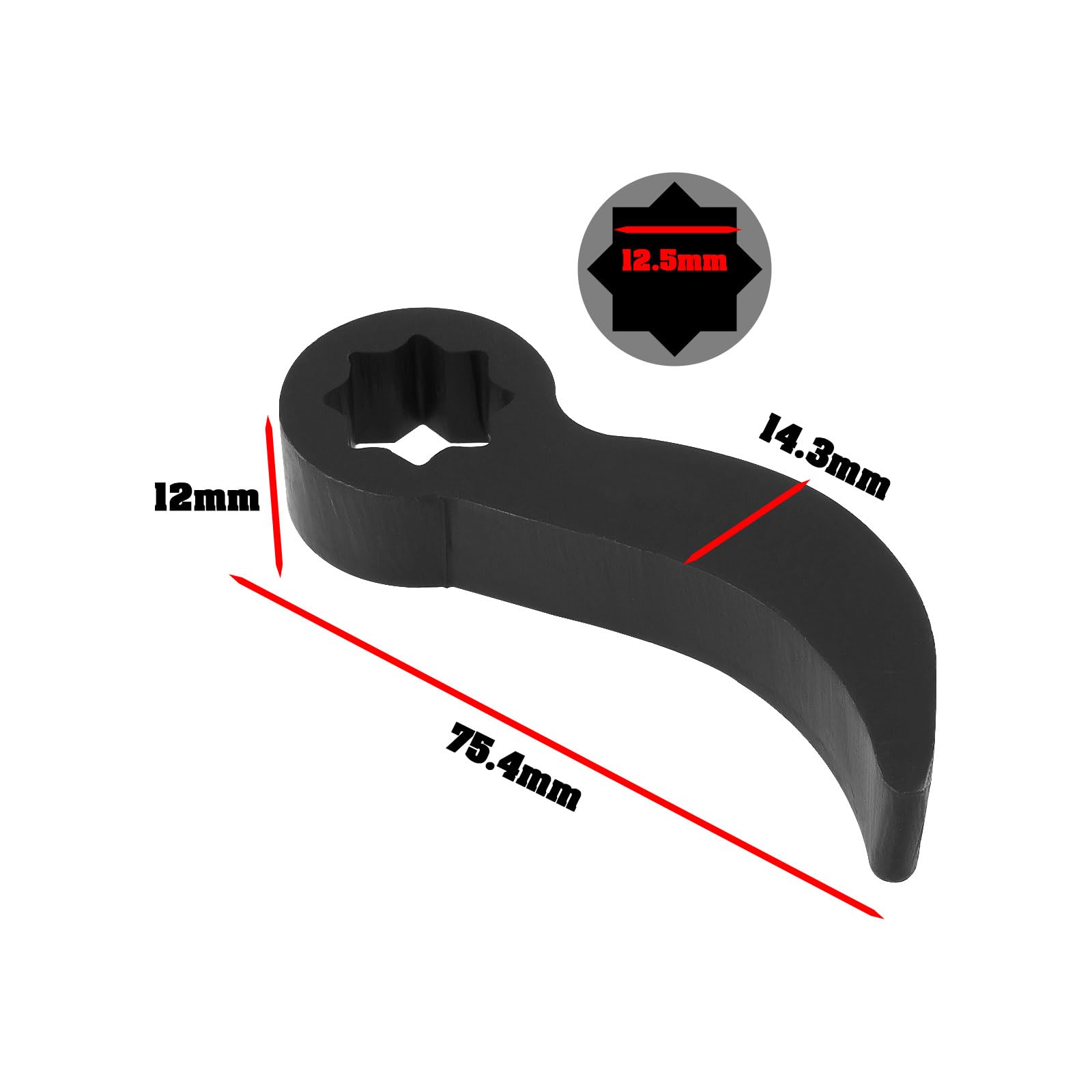 Adaptador de Cabeza de Palanca de 1/2" para Llave de Palanca de 75 Mm Herramienta de Palanca para Adaptarse A Barra Rompedora D de 1/2" O Trinquete de Reparación de Automóviles Color Negro