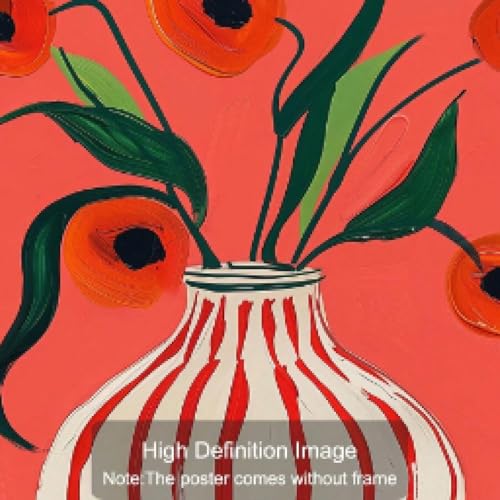 Poster rétro fleurs rouges 60x90cm vintage et bohème pour salon - 7
