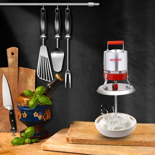 Image of Madhani Machine Electric | Madani 125 Watt | Electric Blender for Churning | Hand Blenders Double Ball-Bearing For Butter Milk, Lassi, Cream, Curd Valona Blender (Red & Silver)