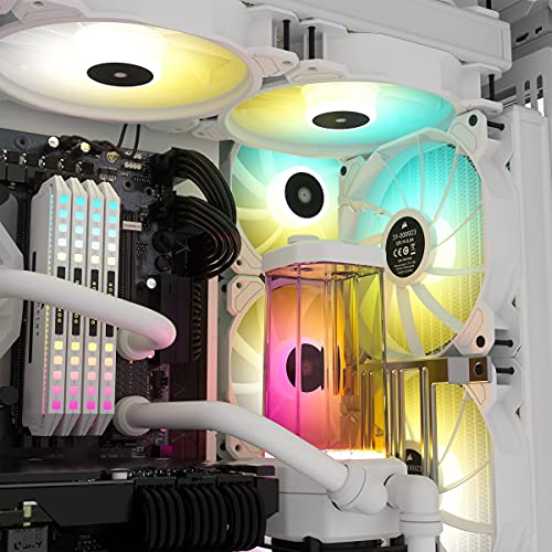 Corsair iCUE 7000X RGB Boîtier Intelligent PC ATX Grande Tour (Trois Panneaux en Verre Trempé, Quatre Ventilateurs RGB de 140 mm Inclus, Gestion des Câbles Facilement, Vaste Espace Interne Blanc