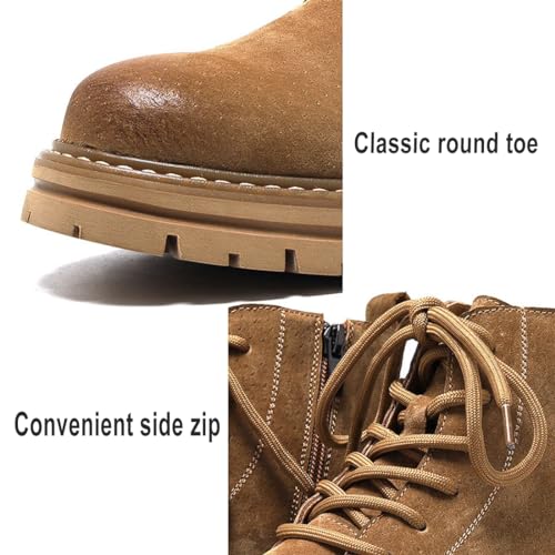 Men's Lace-up Fashion Boots Waterproof Full Grain Leather Chelsea Boot,Men Slip Resistant Service Boots Motorcycle Casual Side Zip Ankle Boots Mid-Top Dress Oxford Work Bootie3