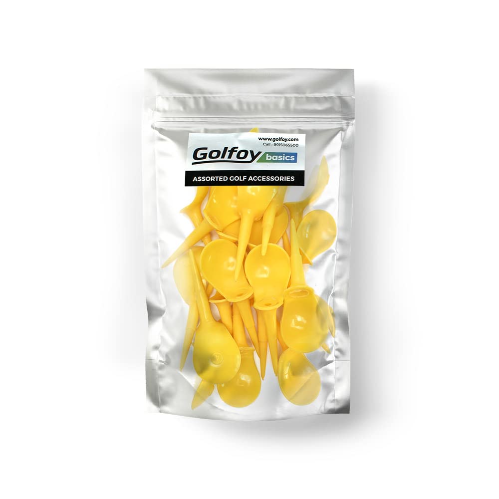 Golfoy Basics Anti-Slice Golf Tees 83mm - Yellow (20 Count)