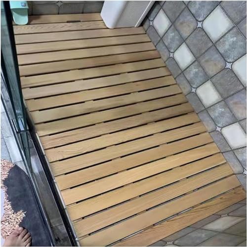Alfombra de baño de madera natural ELzEy tabla para sauna 80x100cm 2