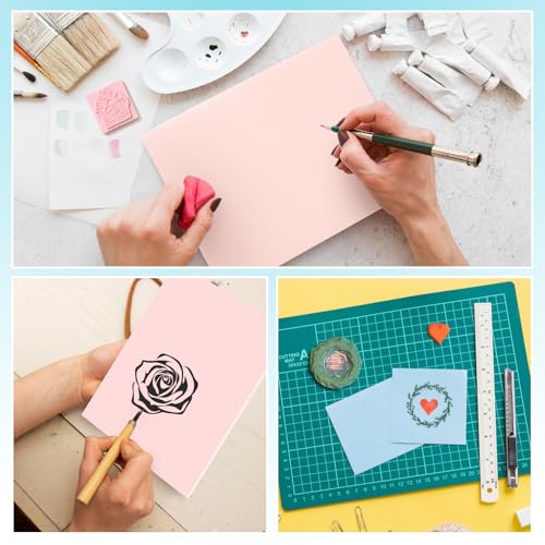Image of 6 Pack 8 inchx10 inch Large Rubber Carving Blocks for Stamp Making, Printmaking & Block Printing, Soft Pink Carving Sheets for DIY Crafts, Art Projects, Craft Supplies for Beginners & Artists Professionals