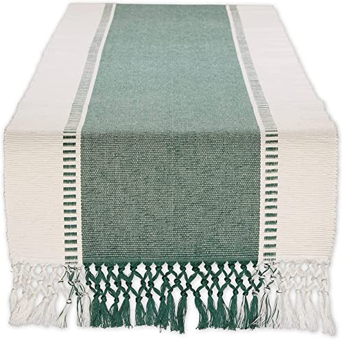 CRAZYWEAVES 100% Cotton Table Runner for 4 Seater Dining Table, Durable with Modern Patterns, Parties and Home Décor, Quick Absorption Handcrafted with Tissles (Green, 152 cm x 32 cm)-image-19