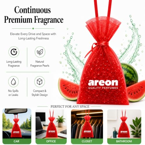 Image of AREON Pearls Watermelon Hanging Air Freshener, Quality Perfume Pack 3