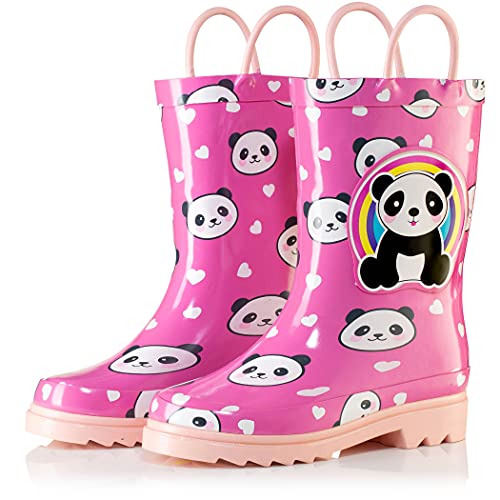 Puddle Play Waterproof Panda Rubber Rain Boots Easy-On Handles - Size 10 Toddler2