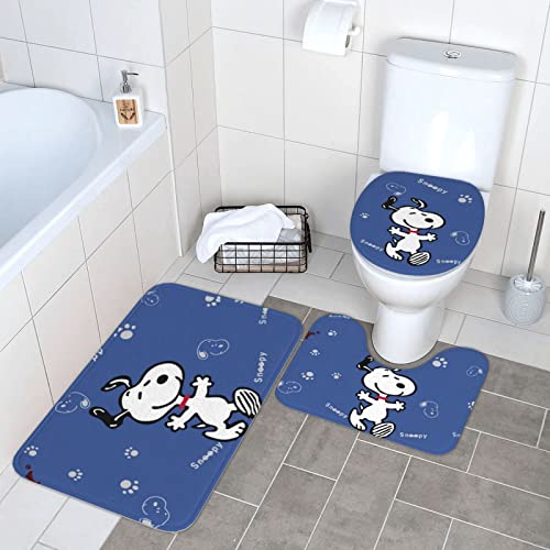 スヌーピー トイレマット 3点セット フタカバー 浴室足ふきマット 吸水 速乾 滑り止め 抗菌 防臭 洗える ふわふわ おしゃれ