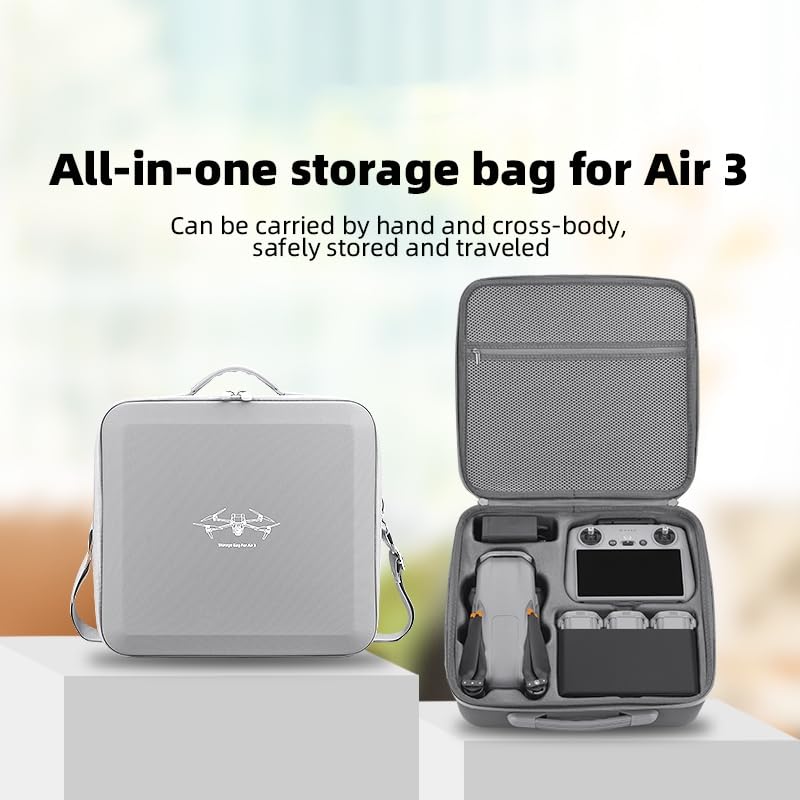 Custodia rigida per Dji Air3 Drone Borsa di Stoccaggio Borsa a Tracolla da Viaggio Organizer per Air3 Drone,Telecomando Rc-N2/RC 2,Batteria,Hub di Ricarica e altri Accessori