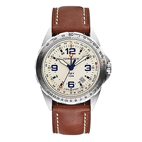Torgoen T21 GMT Pilot Watch for Men, Swiss Quartz, Sapphire Crystal with Vintage Leather Strap (B09HVXGQCY) Amazon Price History, Amazon Price Tracker