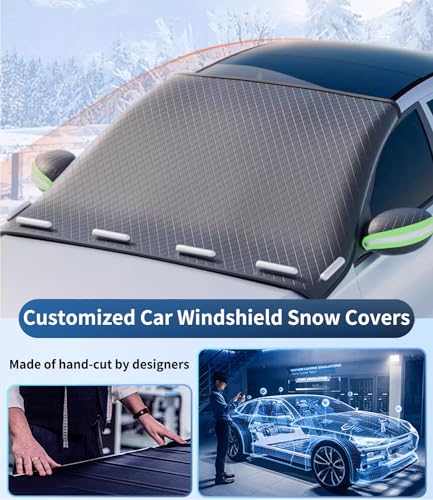 Image of Custom fit for Mazda Windshield Snow Covers, 8 Layers WAaterproof Windproof Protection, Frost Defense, Ice, Sun, Snow, UV, Designed for Mazda Accessories (for Mazda 6)