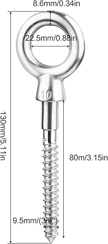 Miniatura 2 de hannger 5 ganchos de ojo de acero inoxidable 316 resistentes de grado marino para tornillos con capacidad de carga de 1000 libras, se pueden