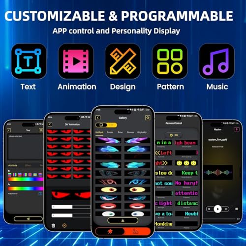 Image of Programmable LED Matrix Panel for Advertising & DIY Use, 6.81 inchx2.76 inch Small Screen Animation 5V LED Sign for Car Business Shop Bar Party Festival Home Decor,App & Remote Control