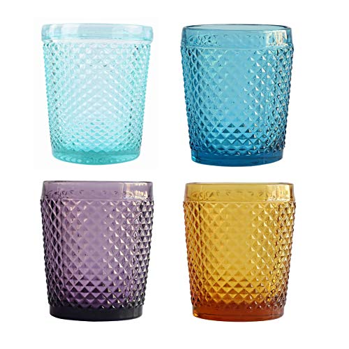 Glassware Set of 4 Multicolor Tumblers Drinking Glasses Cocktail Glasses Dinner Party Decor 10 oz JM-729 4