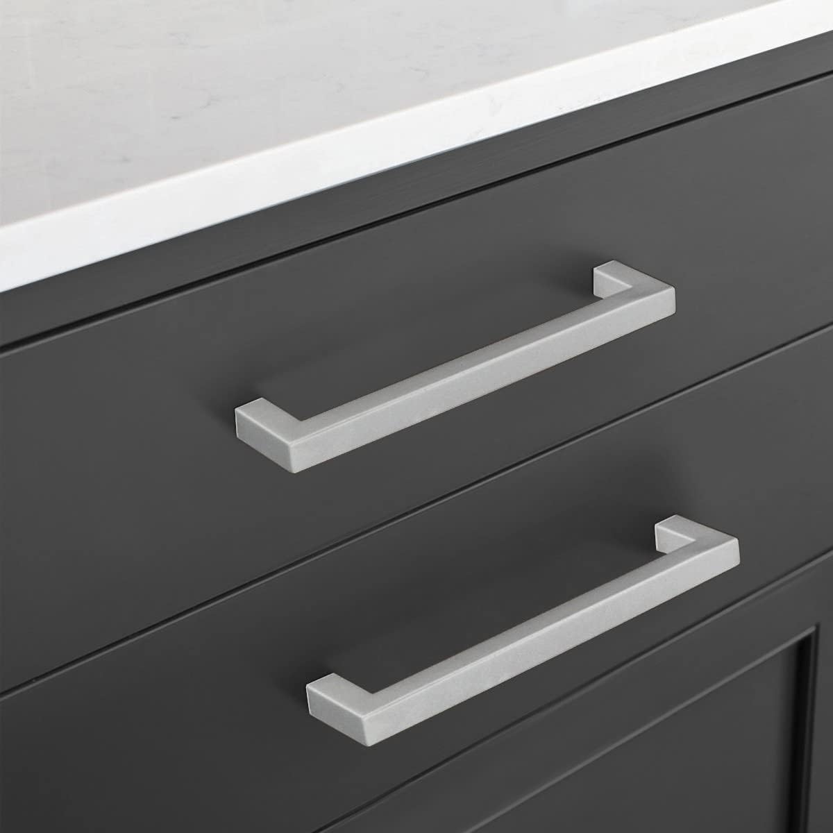 ANGSTROM 5-Pack Square Bar Pulls, Kitchen Cabinet Handle 6.3" (Brushed Nickel)