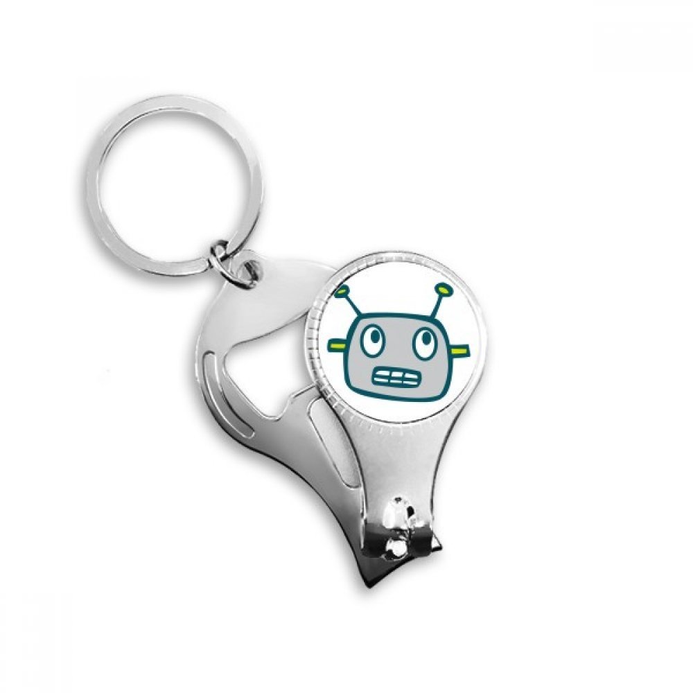 Porte-clés robot gris métal coupe-ongles et décapsuleur