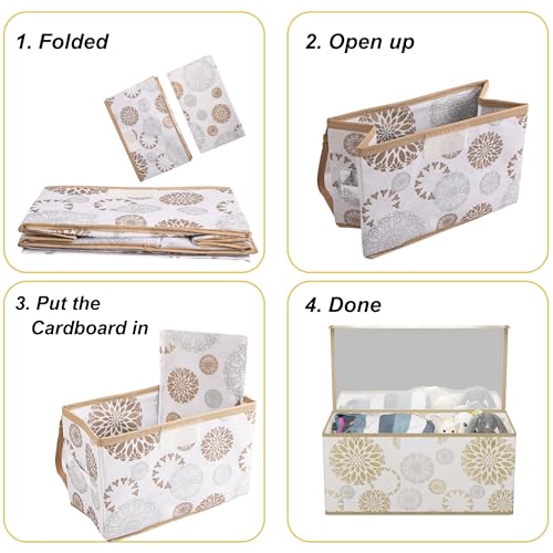 Image of Kuber Industries 2 Pcs Storage Box with Transparent Lid | Medium & Large Size | Foldable Almirah Dress Closet Organizer Boxes for Toys & Book Storage | Cupboard /Wardrobe Drawer Organiser | White
