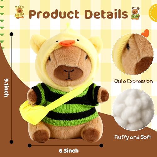 redaica Capybara Plush with 9PCS Clothes & Accessories, Dress Up Graduation Stuffed Animals, Capibara Peluches Plush Toys, Capybara Toys Gifts for Mom, Birthday Party Classroom Prizes Gifts for Kids - image 7