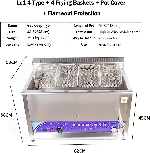 Fritteuse, LPG-Friteuse aus Edelstahl, Fettfritteuse aus Edelstahl mit herausnehmbarem Korb, manuelle Temperatureinstellung für gewerbliche Küchengeräte in Restaurants und Privathaushalten ( – Bild 6