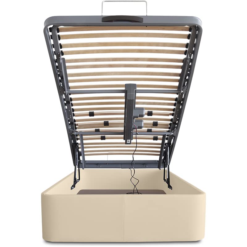 VentadeColchones - Canapé Articulado Abatible de Gran Capacidad con Mando Inalámbrico + App Móvil, Polipiel Crudo, Medida 90 x 190 cm