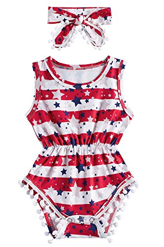 Image of UNICOMIDEA Baby Girls Outfit Newborn Romper Jumpsuits Sleeveless One-Piece Clothes 0-24 Months Bodysuit with Headband