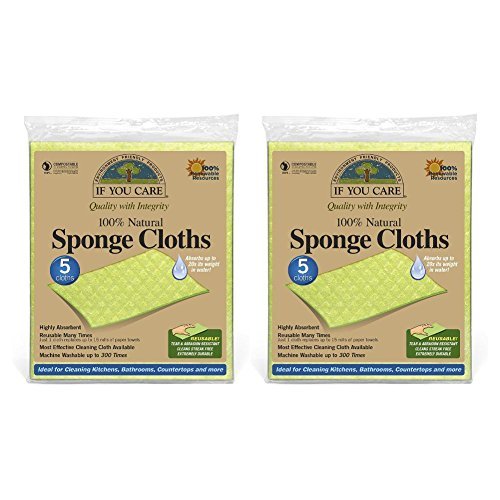 IF YOU CARE 100% Natural Sponge Cloths, 5 Count by If You Care