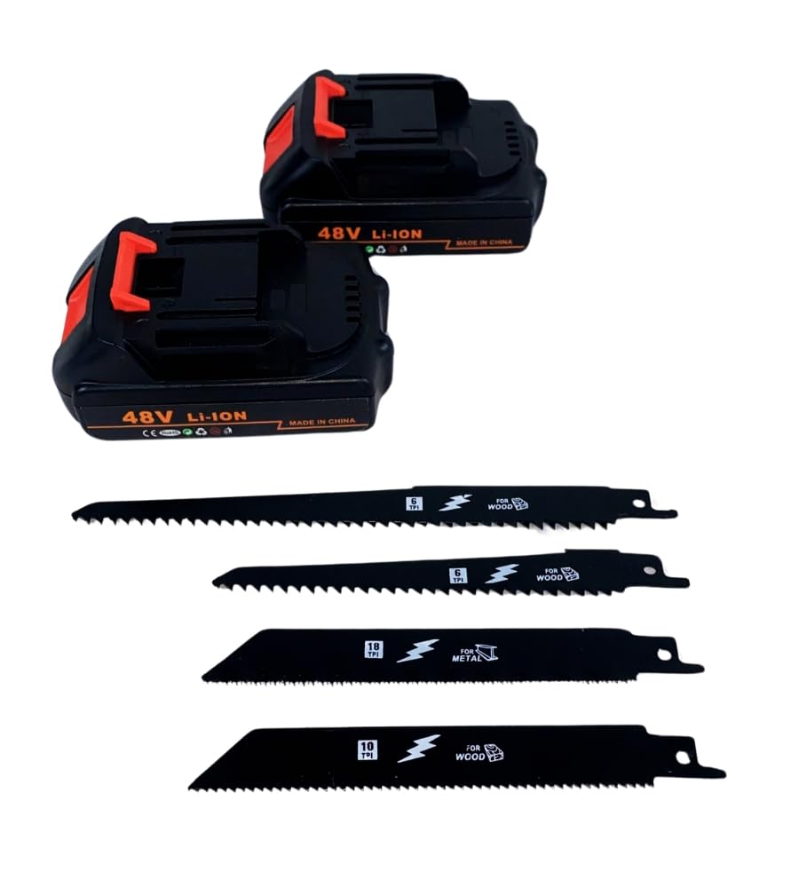 Sega a Gattuccio, Seghetto Portatile a Batteria, Motore Brushless da 2800 SPM, Doppia Batteria 48V, Set di 4 lame versatili, Valigetta