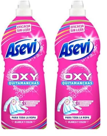 Asevi Quitamanchas Oxy Gel - Quitamanchas con Oxígeno Activo - Ropa Blanca y Color - Blancos Luminosos - Colores Brillantes - Protege las Fibras - Sin Lejía - Aroma a Limpio - Envase de 1100 ml