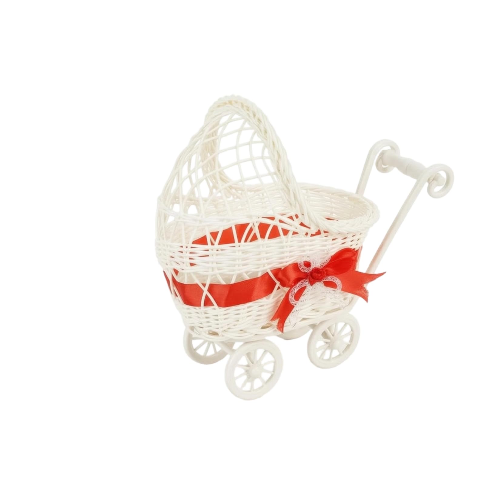 BNF®Mini Red PVC Woven Stroller-Shaped Basket, Lightweight Home Decor, Rattan-Like Design-image-16