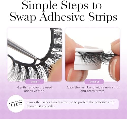 Self Adhesive Eyelashes Reusable Press on False Lashes Strip Lash — view 8