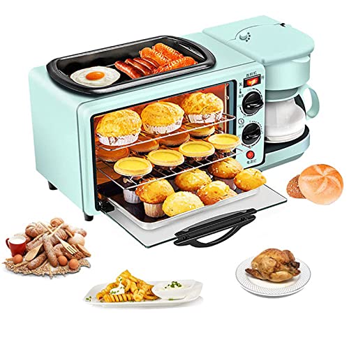 Breakfast Station Multifunctional Oven Electric 3 in 1 Household Breakfast Machine with Coffee maker and Griddle for Family Breakfast Afternoon Tea Supper Black ( Color : Blue , Size : Without cover )