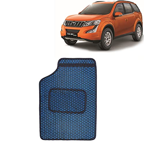 Image of Kingsway Dotted Design Car Floor Foot Mats Universal Fit for Mahindra XUV 500, Model Year : 2015-2017, Water and Dustproof, Color Blue, Set of 5 Pieces