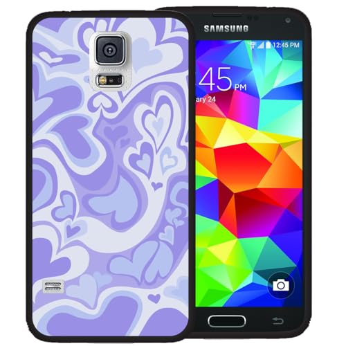 zaztify Case for Samsung Galaxy S5/S5 Neo, Pastel Lovely Irregular Purple Love Heart Lovecore Pattern Shockproof Anti-Slip Thin Slim Soft Cute Beautiful Phone Cover Shell