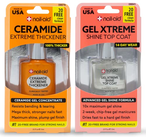 NAIL-AID Ceramide Extreme Thickener + Gel Top Coat, Clear, 2 Coun...