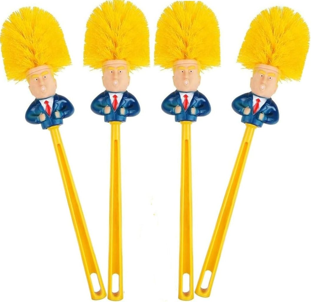4pcs Toilet Brush Funny Toilet Supplies Bathroom Cleaning Tools WC Borstel Donald Trump Toilet Brush Brush Home Hotel Bathroom Cleaning Accessories Funny Gift-Y