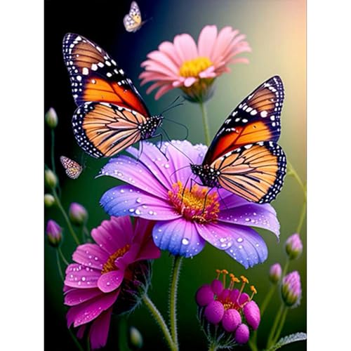 GHHKUD Papillon Diamond Painting Adulte, Diamant Painting Kit Complet, Kit Peinture Diamant, Broderie Kits de Peinture sur Diamant Point de Croix Paint pour...