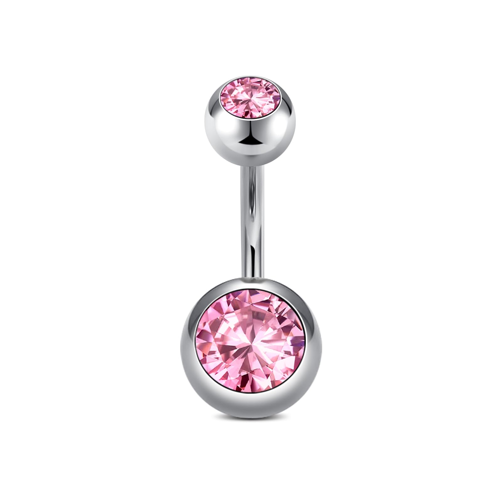 Tytanowy kolczyk do pępka srebrny 6 mm 8 mm 10 mm 12 mm 14 mm 16 mm długość pręcika kolczyk do pępka tytanowy dla kobiet 1 sztuka 14G Solid Titan kolczyk do pępka kolczyk Barbell różowy