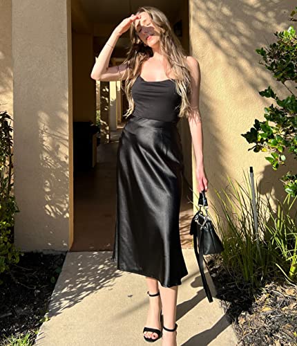 Zeagoo Skirts for Women High Waist Skirt Elegant Midi Skirt Satin - Image 5