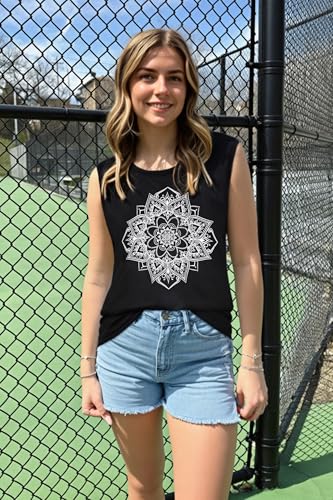 Image of Womens Tank Tops Summer Casual Sleeveless Top Loose Fit Basic Tunic Shirts
