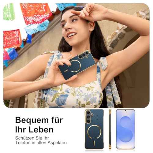 Coque Samsung S25 fibre de carbone fine texture bleu antichoc - 7