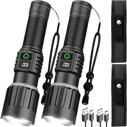 Image of Victoper Rechargeable Flashlight, Titanium 5 Modes Zoomable Flash Light, Bright Real 1500 High Lumens Flashlights, LED Power Display Tactical Flash Lights Holster for Camping Essential Men