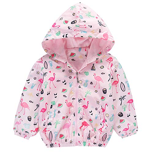 Little Girl Zipper Hooded Jacket, Cool Cartoon Flamingo Hoody Long Sleeve Windproof Casual Sport Outerwear 5 6 T #TOP6